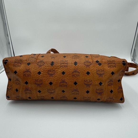 MCM Vintage Visetos Monogram Cognac Large Shopper Tote Carryall Shoulder Bag EUC - Picture 4 of 17